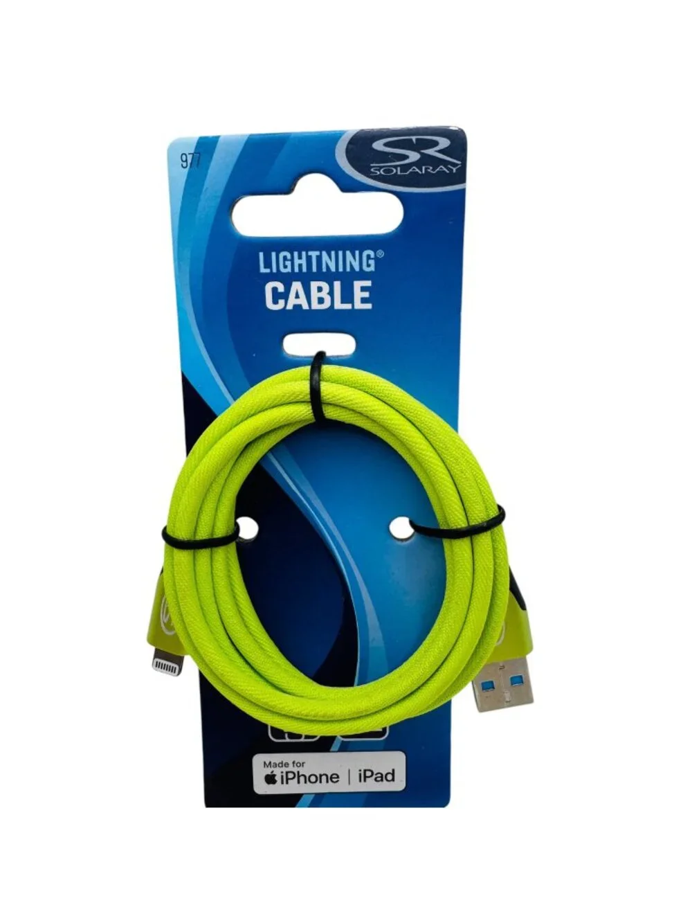 Solaray MFi Fast Charging 3ft Cable iPhone iPad USB Charging Sync Cord Neon Gree